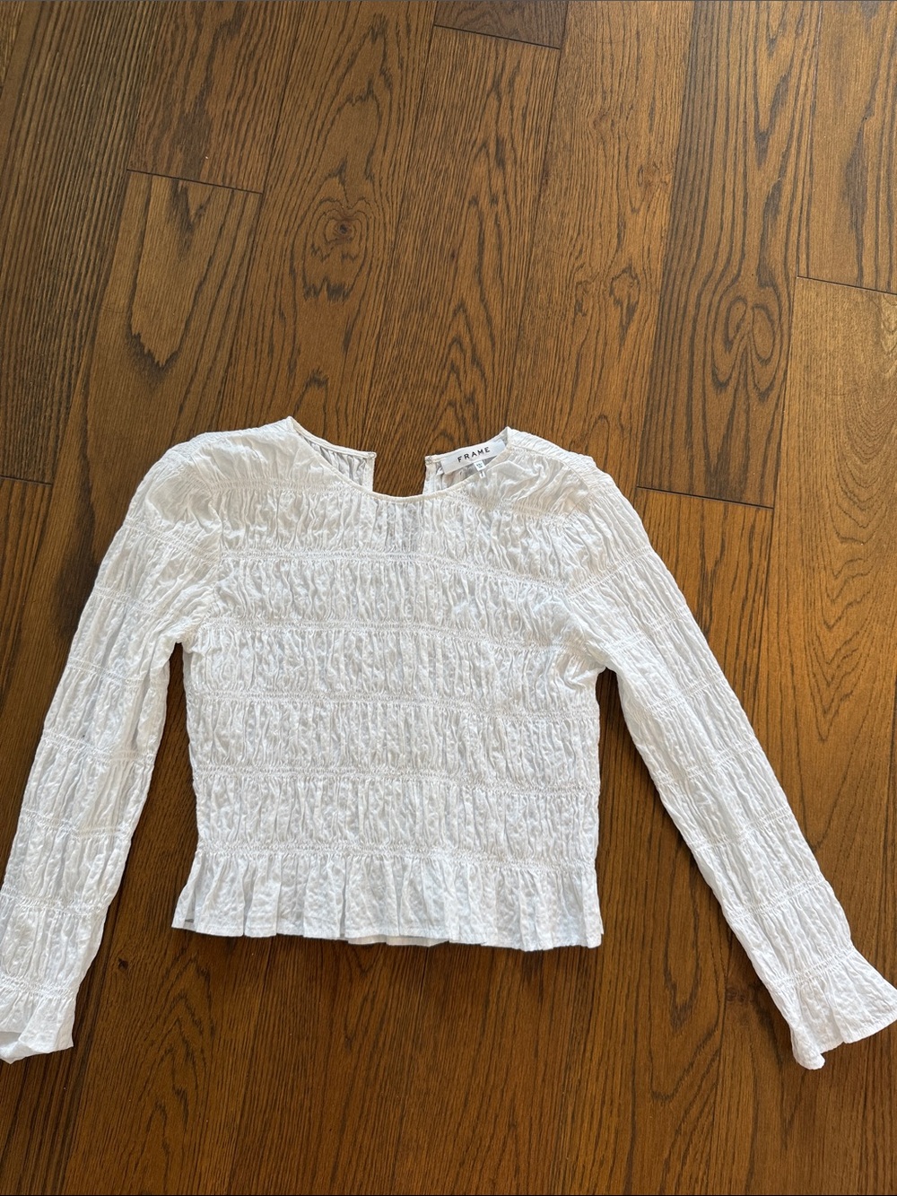 FRAME Women's White Textured Long-Sleeve Sweater size xs